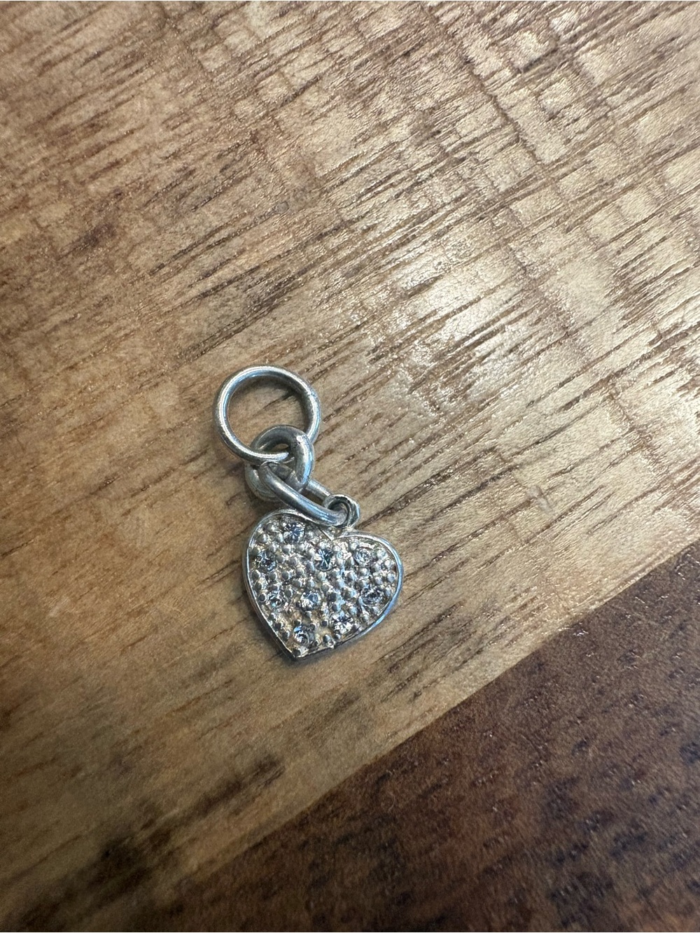 Sterling Silver Heart Charm Pendant with Crystals